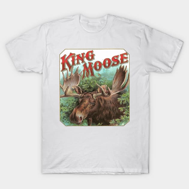 King Moose - Vintage Cigar Box Art T-Shirt by Naves